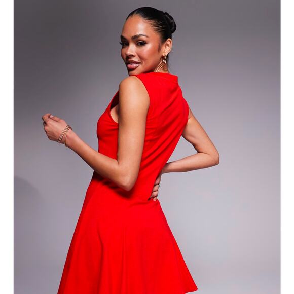 ASOS Cotton Sleeveless Mini Red Sundress - Picture 5 of 13